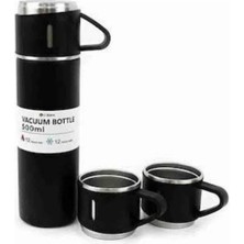 Maxdora Termos Paslanmaz Çelik Termos Siyah Renk 3 Bardaklı Termos Seti - MX002U-7JOJ51