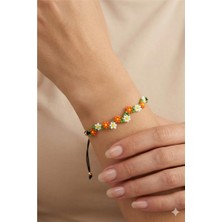 Petek Aksesuar Papatya Çiçek Oya Boncuk Makrome Bileklik