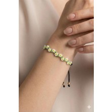 Petek Aksesuar Papatya Çiçek Oya Boncuk Makrome Bileklik