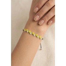 Petek Aksesuar Papatya Çiçek Oya Boncuk Makrome Bileklik