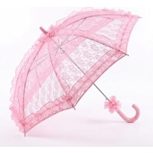 Ceyyiz Şeker Pembe Komple Dantelli Gelin ve Nişan Şemsiyesi - Fotoğraf Aksesuarı