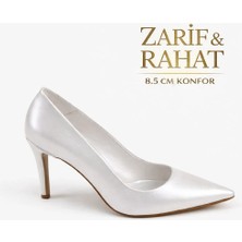 Elda Ayakkabı Beyaz Sedef Stiletto 8.5 cm – Şık, Zarif ve Rahat Topuklu Kadın Ayakkabı