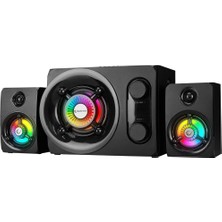 Lims Store Rampage Rms-G8 Antares 2+1 25W Bluetooth+Usb-Sd-Fm Rainbow Siyah LED Işıklı Gaming Speaker Hoparlör
