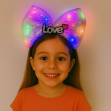 Mustran LED Işıklı Love Yazılı Mor Fiyonk Taç – Kız Çocuk Parti Tacı