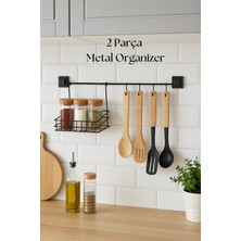 Mustran 2 Parça Metal Askılı Mutfak Organizeri & Mutfak Rafı & Sepet