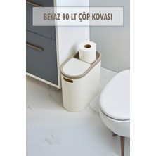 Mustran Beyaz Kapaklı Wc Kağıtlıklı Çöp Kovası & Ofis Çöp Kovası 10 Lt