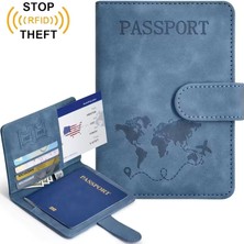 Beypa Pasaport Kılıfı Baskı Desenli Kredi Kartı-Sim Kart-Cüzdan Bölmeli-Rfıd Manyetik Kapama