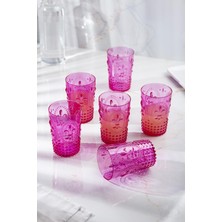 Mustran Akrilik Pembe 6'lı Kısa Bardak & Su Meşrubat Kahve Yanı Bardağı 400 ml ( Cam Değildir )