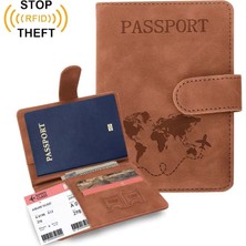 Beypa Pasaport Kılıfı Baskı Desenli Kredi Kartı-Sim Kart-Cüzdan Bölmeli-Rfıd Manyetik Kapama