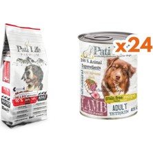 Pati Life Patilife Kuru Köpek Maması 26 Prt 15 kg + Kuzu Etli Konserve Mama 24 Adet