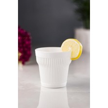 Mustran Akrilik Beyaz Tekli Kısa Bardak & Su Meşrubat Kahve Yanı Bardağı 300 ml ( Cam Değildir )