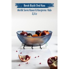 Mustran Akrilik Barok Lacivert Büyük Oval Meyve & Salata Kasesi & Karıştırma Kabı / 3,3 Lt  (Cam Değildir)