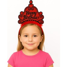 Mustran Kırmızı Happy Birthday Prenses Tacı – Doğum Günü Taç Aksesuarı