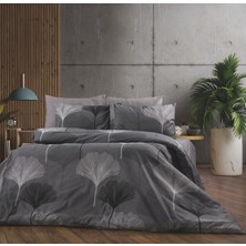 Vionetta Pamuklu Ranforce Royal Gri  Lastikli Çarşaflı 4 Yastıklı Çift Kişilik Nevresim Takımı