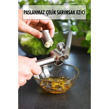 Mustran Hazneli Paslanmaz Metal Sarımsak ve Zencefil Ezici Doğrayıcı