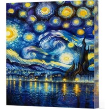 Epilons Van Gogh 7 - Yıldızlı Gece Çizgili Yan Boyamalı Defter