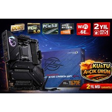 MSI Msı Mpg X670E Carbon Wıfı Am5 Ddr5 4x M.2 USB 3.2 HDMI Dp 2.5g Lan Amd Wıfı 6e Rgb Atx Anakart