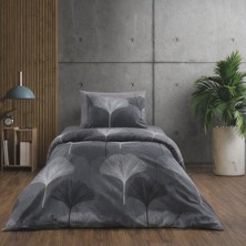 Vionetta Pamuklu Ranforce Lastikli Çarşaflı 2 Yastıklı Tek Kişilik Nevresim Takımı Royal ginkgo Gri