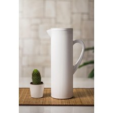 Mustran Arkilik Barok 1,5 Lt Beyaz Sürahi (Buzdolabı Kapak Rafına Sığar)