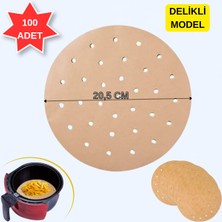 Hakan Living 100 Adet Yuvarlak Air Fryer Pişirme Kağıdı 20,5 cm Tek Kullanımlık Hava Fritözü Delikli Model