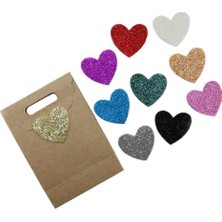 Forester Toys Eva Sünger Kalp Figürü Simli Simsiz Karışık Yapışkanlı 4×4 cm 100 Adet