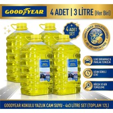 Motorx Kokulu Yazlık Cam Suyu 3 Lt x 4 Adet - Toplam 12 Litre Fırsat Paketi - Leke Bırakmaz Parlak Temizlik