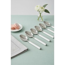 Mustran 6’lı Paslanmaz Çelik Yemek Kaşığı Seti Beyaz Saplı 15 cm