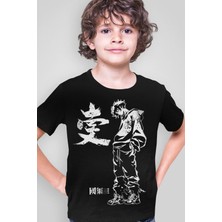 Rock&roll Cool Anime Kısa Kollu Siyah Kız Çocuk Tişört