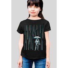 Rock&roll Uzay Yağmuru Kısa Kollu Siyah Kız Çocuk Tişört