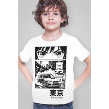 Rock&roll Drift Anime Kısa Kollu Beyaz Erkek Çocuk Tişört