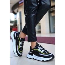 Butik Aleh Siyah Cilt Lila Detaylı Spor Ayakkabı