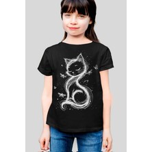 Rock&roll Kedi Prenses Kısa Kollu Siyah Kız Çocuk Tişört