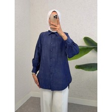 Modamorfo Yırtmaçlı Eteği Oval Kesim Gömlek -Laci