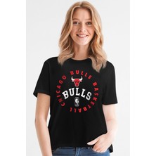 Rock&roll Bulls Basket Kısa Kollu Siyah Kadın Tişört