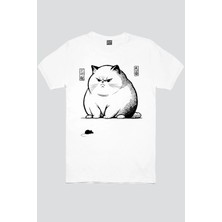 Rock&roll Kedi Fare Kısa Kollu Beyaz Kadın Tişört