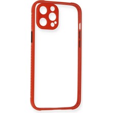 Mey İthalat Mey Ithalat®  iPhone 12 Kılıf Miami Şeffaf Silikon - Kırmızı