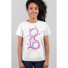 Rock&roll Kedi Prenses Kısa Kollu Beyaz Kadın Tişört