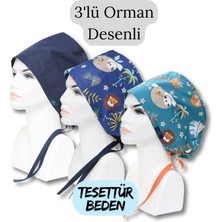 Doktorbonem Tesettür Beden 3lü Orman Desenli Lacivert Tek Renk Lacivert Orman Maymunlu Orman Cerrahi Bone