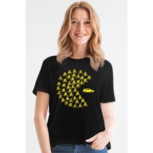 Rock&roll Bisikletli Oyun Kısa Kollu Siyah Kadın Tişört