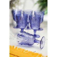 Mustran Akrilik Mavi 6'lı Kadeh & Su Meşrubat Kahve Yanı Bardağı 450 ml ( Cam Değildir )