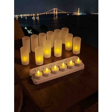 İV BLUE PURPLE Şarjlı LED Mum 12 Li Set