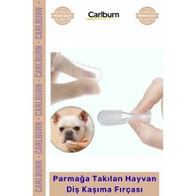 Carlburn Özel Üretim Kedi Köpek Ağız Bakım Şeffaf Silikon Aparatı Parmağa Takılan Hayvan Diş Kaşıma Fırçası