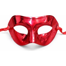 Mustran Metalize Parlak Parti Maskesi Kırmızı Renk 16X7 cm