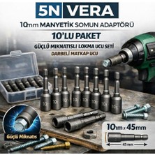 Titex 10X45MM Manyetik Lokma Ucu 10’lu Set - Akıllı Çatı Vidası Sıkma Aparatı Somun Adaptörü Matkap Ucu