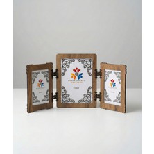 Hanem Çerçeve Mdf Ahşap 3'lü Menteşeli Fotoğraf Çerçevesi & Yanlar 10X15 Ortası 15X21