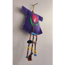 BaharEli Keçe Figür / Kaftan / Boncuk Işlemeli / Pembe Lale / Kapı, Duvar Balkon Süsü / 18X11