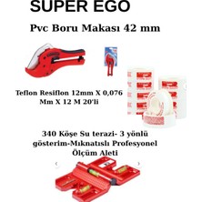 Super Ego Boru Makası + Teflon Bant + Su Terazisi Tesisatçı Seti Profesyonel