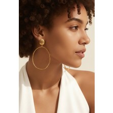 Silver Rüyalar Altın Ton Oval Halka Küpe