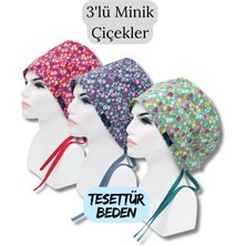 Doktorbonem Tesettür Beden 3lü Minik Çiçekler Fuşya Mavi Yeşil Minik Çiçekler Cerrahi Bone