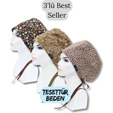 Doktorbonem Tesettür Beden 3lü Best Seller Kahverengi Akasya Çiçekler Haki Şal Desen Leopar Cerrahi Bone